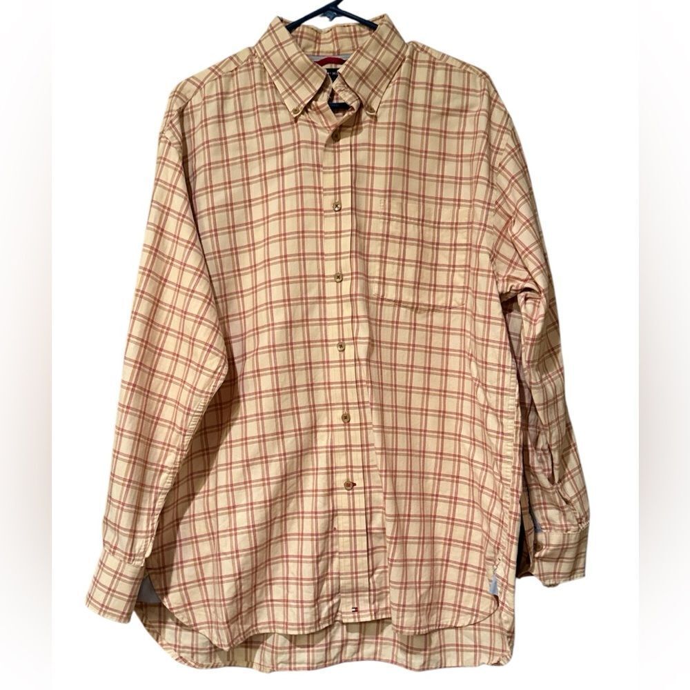 Tommy Hilfiger Plaid Long Sleeve Men’s Shirt Size Large
